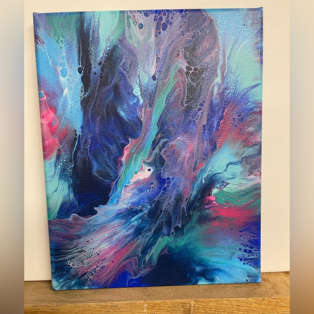 Vibrant Blue and Pink Abstract Painting